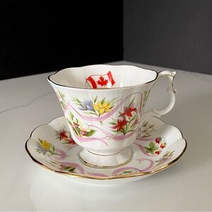 "Our Emblems Dear" Canadian Flag Cup & Saucer by Royal Albert